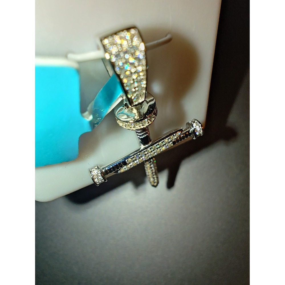 Pendant Nail Cross 925 Sterling Silver Moissanite 0.36 CTW Iced Out - Picture 2 of 8